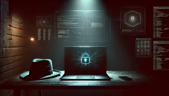 Computer and a black hat